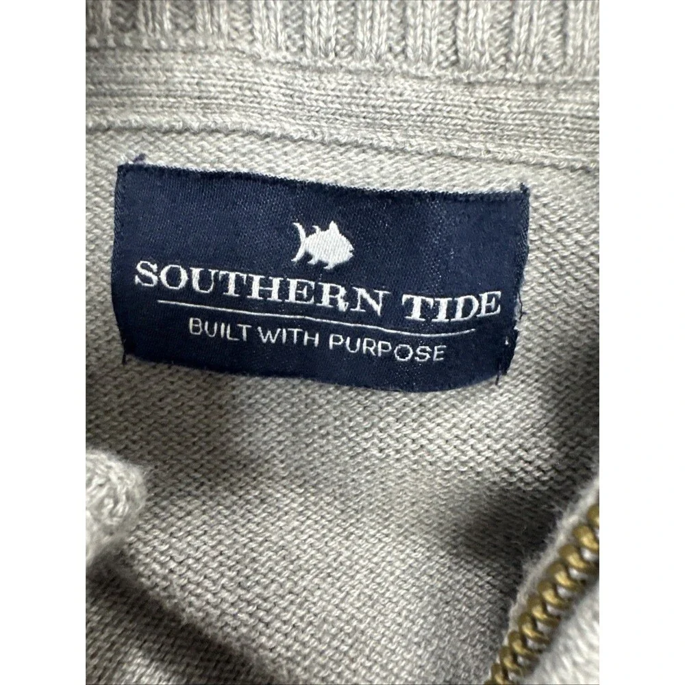 Southern Tide 1/4 Zip Sweater Mens 21” P2P Navy Gray Stripe Skipjack